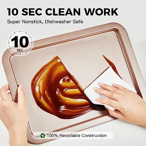 image for HONGBAKE Cookie Sheets, Baking Sheet Set, Nonstick Oven Pan with Wider