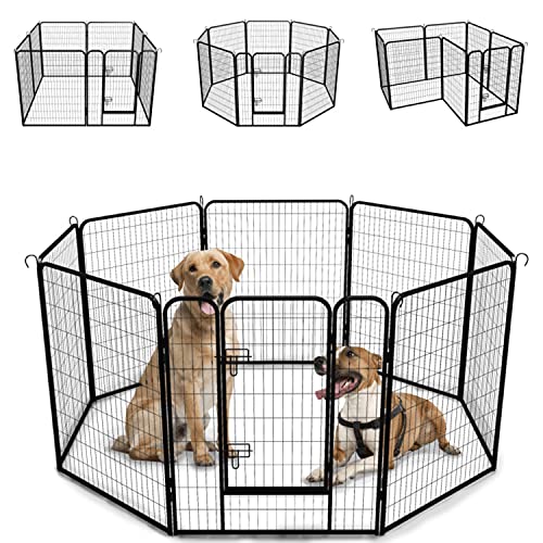 40 inch Pet Playpen Dog Pen, Foldable Metal Dog Exercise Pen with Door, Heavy Duty Indoor Outdoor Cat Chicken Rabbit Fence Barrier Kennel Dog Crate Cage Kennel for Small-Large Dogs