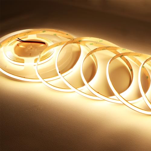 Image of LEDENET COB LED Strip Light DC12V 5M /16.4Ft 8mm Warm White LED Lights 3000K 2640LEDs High Density CRI 90+ Dimmable LED Tape Light IP20 Cut Anywhere for DIY Lighting