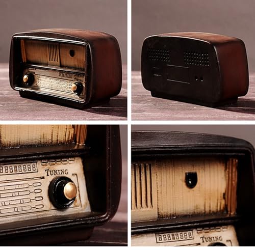 Image of Spiaty Synthetic Resin Vintage Decorative Radio Model for Home Living Room Decorations, Retro Style Table Ornament, Brown Wooden Design