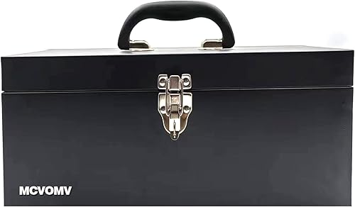 Caja de herramientas de metal portátil de 16 pulgadas, caja de herramientas grande de calibre 18, caja de herramientas de cajón organizador de acero