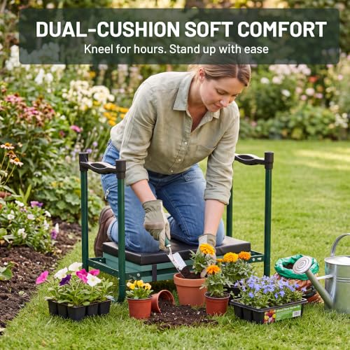 Foldable Garden Kneeler and Seat, with Wider Soft Kneeling Pad & Tool Pouch - Image 5