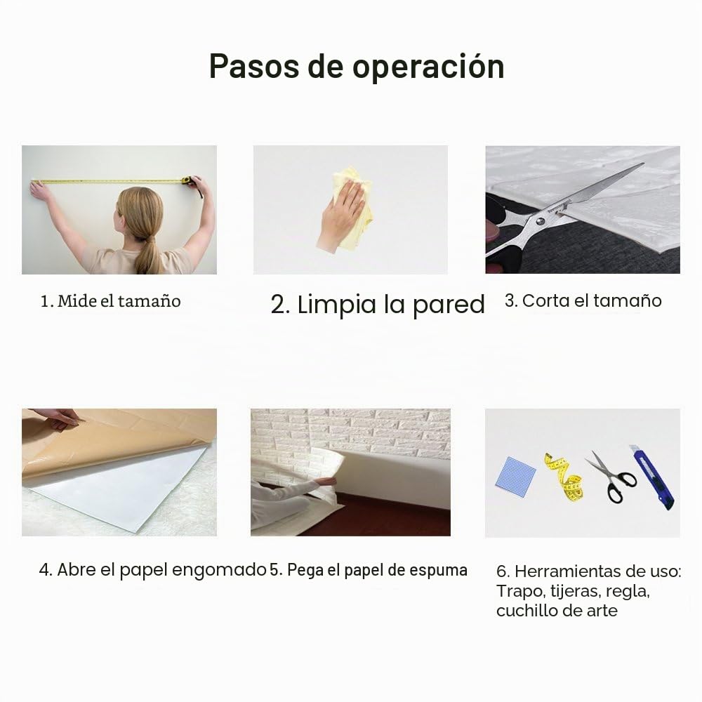NHSUNRAY Papel Tapiz de Ladrillo 3D, Paneles de Pared 3D Autoadhesivo Impermeables, Bricolaje Papel Pintado para Cocina, Sala de Estar, Dormitorio, Decoración de Fondo (12 Piezas, Blanco)