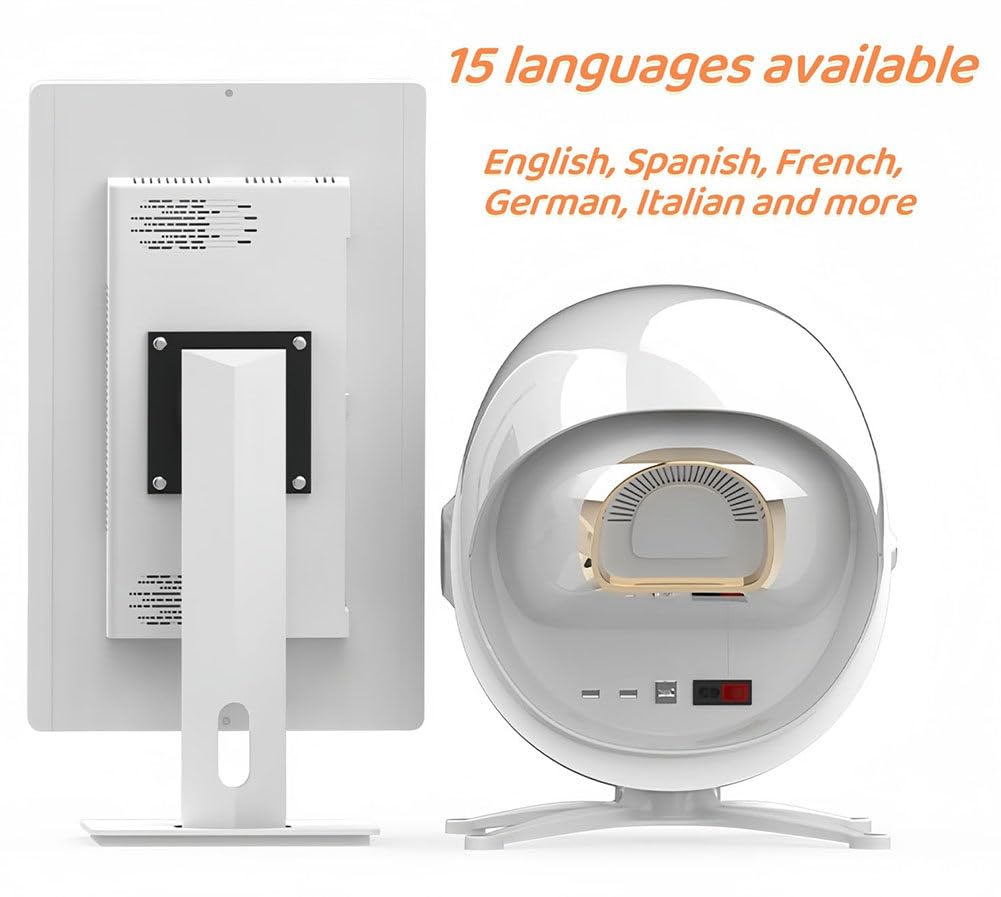 Analizador Facial Profesional de la Piel con Pantalla 21.5" - Cámara 36MP,8 Espectros,3 Modos de Informe,Informes Personalizables,Analizador de Piel 3D para Uso Profesional‌,White