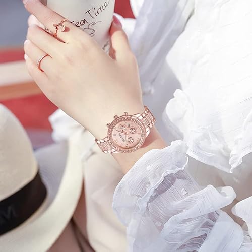Gosasa GV 015B Luxury Unisex Crystal Diamond Watches Quartz Digital Calendar Rose Gold Silver Stainless Steel Watch  thumb #5