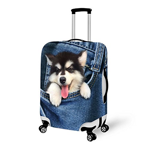 Travel Luggage Cover Brilliant Colors Spandex Luggage Protector (L 26"-30" Cover) Pocket dog2