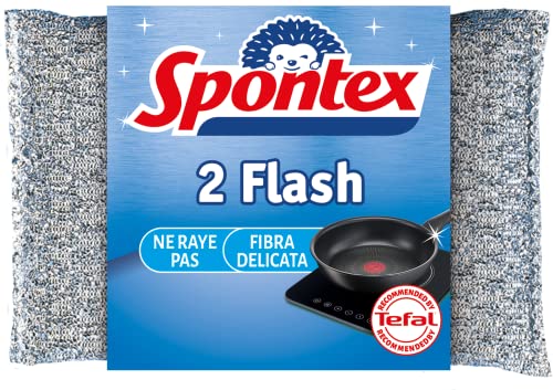 Spontex Tampon Flash Éponge Récurante Non-Rayante pour Poêles x6