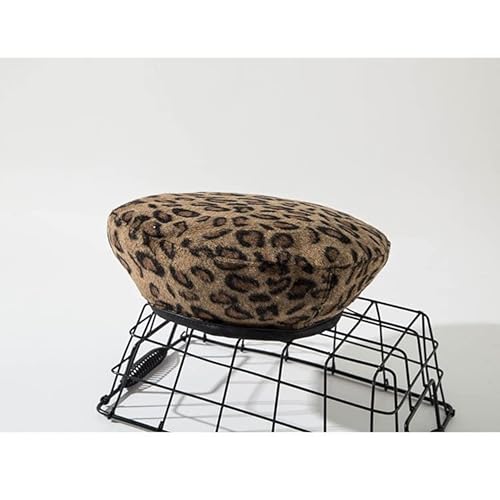 Leopard Beret Hat Women Tweed Painter Hat One Size Fits Most (Leopard Print) #TOP6
