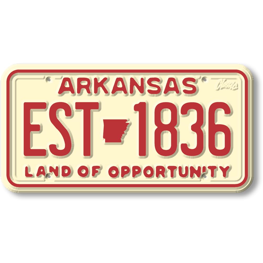 Arkansas State License Plate Magnet by Classic Magnets, 1.9" x 3.8", Collectible Souvenirs Made in The USA