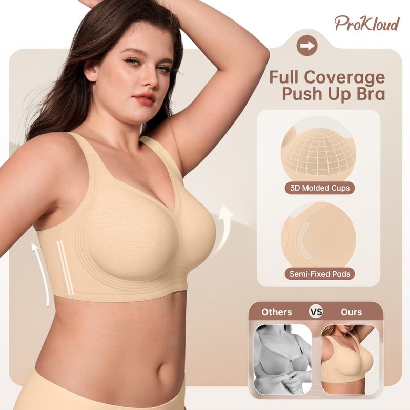 Image of ProKloud Jelly Bras for Women No Underwire Wireless Bra with Support and Lift Full Coverage Plus Size Comfy Seamless Bra