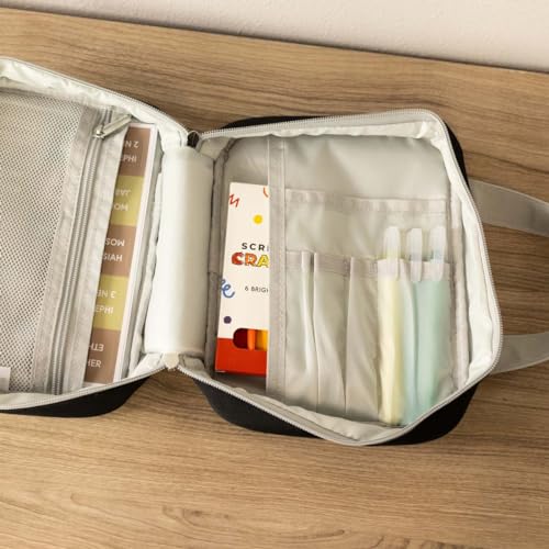 LDS Quad or Triple & Bible Scripture Carrying Case - Black with Grey Handles and Zipper Pouches Bag Tote4