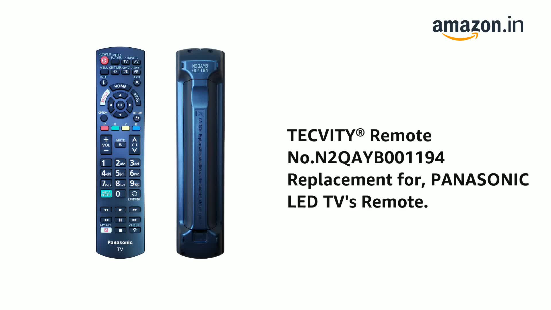 Buy TECVITY® Remote No.N2QAYB001194 Replacement for, PANASONIC LED