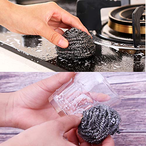 18 Pcs Stainless Steel Sponges Scrubbers Cleaning Ball Utensil Scrubber Metal Scrubber Scouring Pads Ball For Pot Pan Dish Wash Cleaning For Removing Rust Dirty Cookware Cleaner With Handle (18 Pack) #TOP4