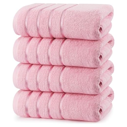 Utopia Towels 4 Pack Luxury Viscose Large Bath Towels Set, 100% Ring Spun Cotton (27 x 54 Inches) Highly Absorbent, Quick Drying Shower Towels for Bathroom, Spa, Hotel and Gym (Pink)