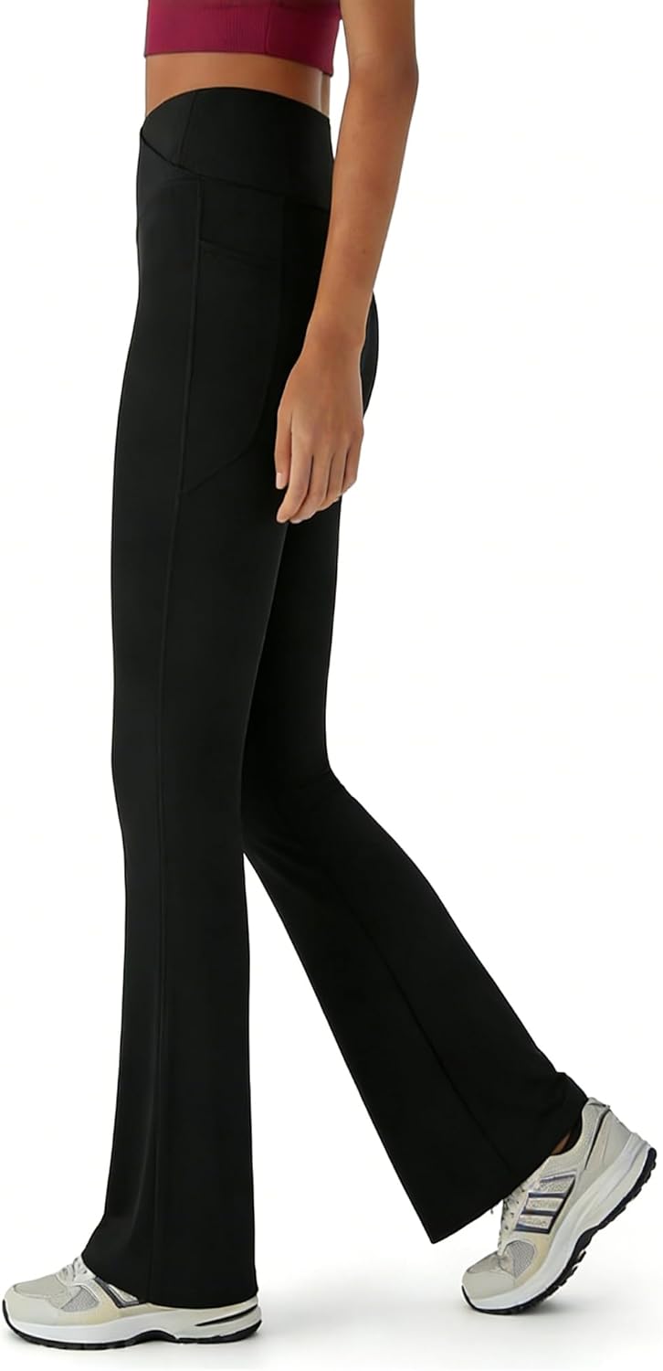 TOPYOGAS High Waisted Flare Yoga Pants for Women with Pockets Crossover Waist Bootcut Leggings
