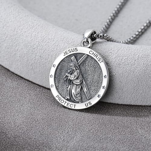 ROMANTICWORK médaille sacrée collier pendentif argent 925 symbole de protection - 2
