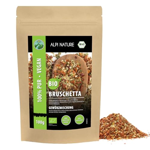 Especias bruschetta orgánicas (100g), mezcla de especias orgánicas, especias para pan, 100% naturales, ingredientes orgánicos, sin aditivos artificiales