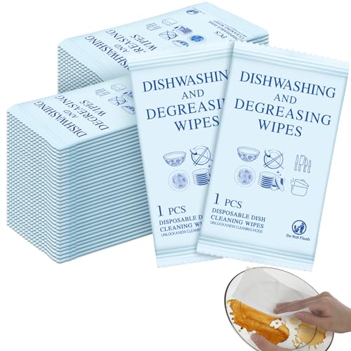Image of 150 Pcs Portable Disposable Dish Cleaning Wipes Individually Wrapped Quick Cleaning Dish Soap Wipes Bulk Travel Size for Kitchen Outdoor Traveling Camping Hotel