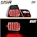 00-03 E46 2D Tail Lights - Euro Style Smoke LED Upgrade Rear Tail Lamps Set (Left + Right, Inner + Outer) Compatible with 2000-2003 BMW E46 3 Series 2 Doors Coupe (Red/Smoke Lens, Total 4 Pieces)