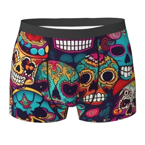 Sugar Skulls Print Mens Underwear Stretch Breathable Boxer Briefs Fun Boxers Briefs For Men(S-Xxl)