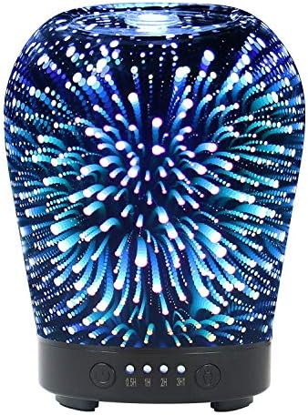 Essential Oil Diffuser, HOKONE Ultrasonic 3D Glass Aromatherapy Diffuser Cool Mist Humidifier with 8 Color Changing LEDs Waterless Auto Shut-Off(Candlestick Shape)