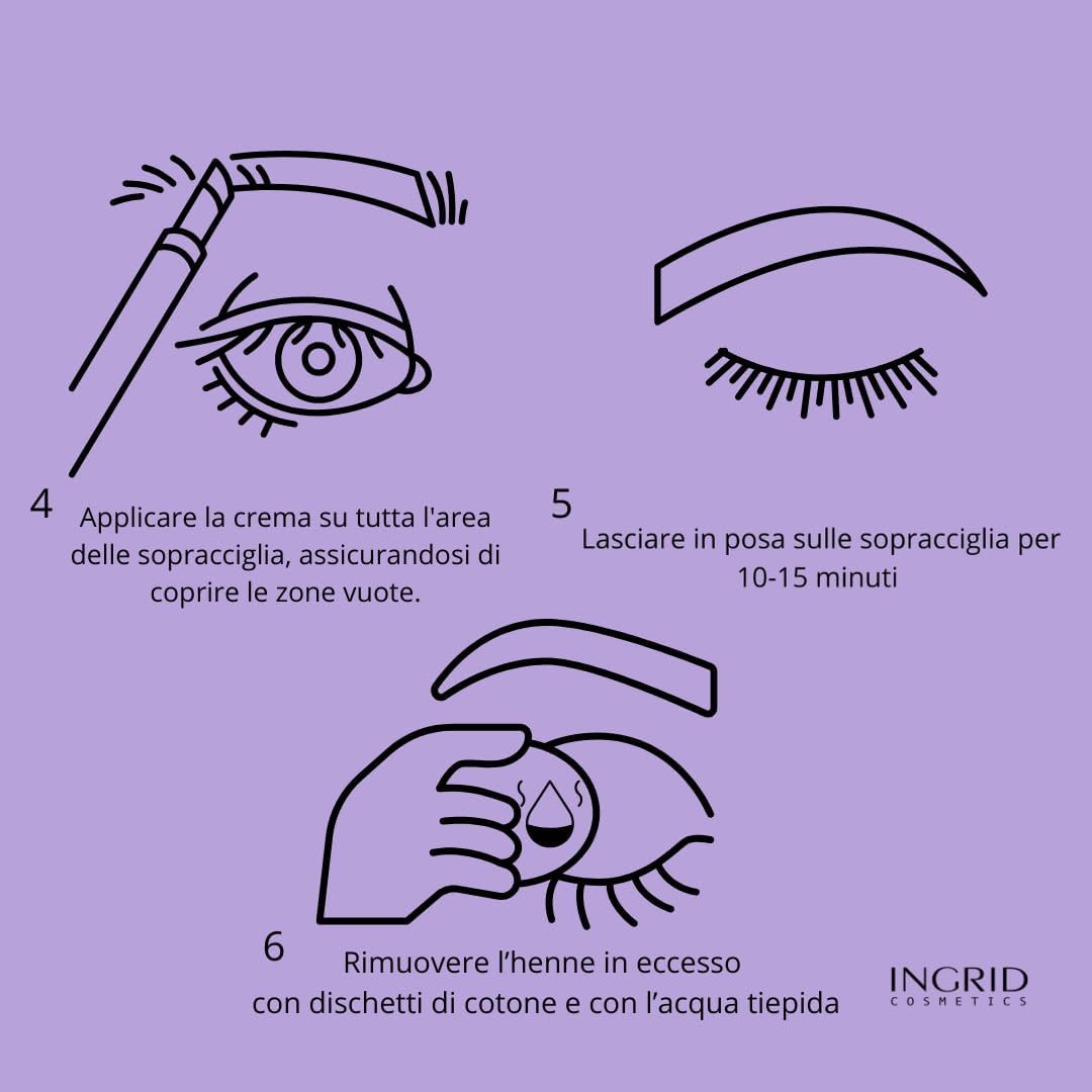 Kit di Colorazione Semipermanente per Sopracciglia, Tinta per Sopracciglia Risultato Naturale, Crema Henna Formula Vegan Dura Fino a 4 Settimane (CASTANO)