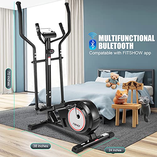 FUNMILY Elliptical Machine for Home, YQ-2308 Elliptical Machine Cross Trainer with APP, Adjustable 8 Level Magnetic Elliptical with LCD Monitor and Pulse Sensors Max Capacity 320lbs