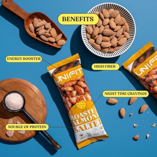 Image of Unifit Roasted & Salted Almonds /Badam | Freshly Roasted, Crispy & Lightly Salted | High Protein Healthy Nut Snack | 40g Convenient On-the-Go Pack | Perfect Healthy Snack for Office, Travel & Anytime Munching