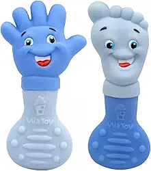 Mordedor Bebê Macio Massageador Gengiva Pezinho Mãozinha (Azul)