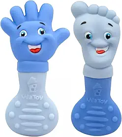Mordedor Bebê Macio Massageador Gengiva Pezinho Mãozinha (Azul)