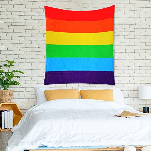 2 Pack Pride Rainbow Throw Blanket Lgbt Flannel Blanket Colorful Stripe Rainbow Soft Warm Blankets For Bed Couch Sofa, Lgbt Gifts For Teens Kids Adults #TOP4
