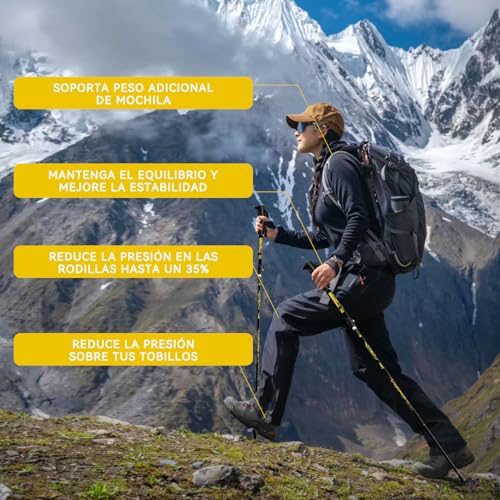 Miniatura 6 de Dobests Bastones De Senderismo, Bastones Trekking Plegables 110-130cm Bastones Marcha Nordica De Aluminio, Palos Senderismo Bastones Trail Running Prima Negra