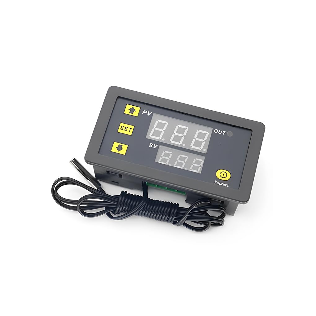Thermostat Temperature Display Switch Adjustable Thermostats Multifunctional Water Controller Heat Refrigerator Chiller 24V, Black