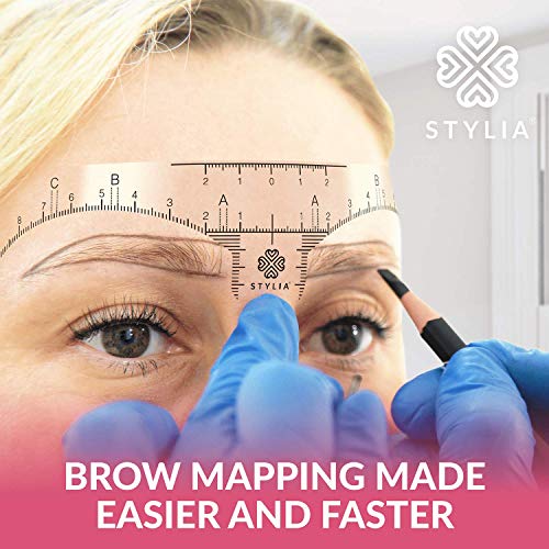 Disposable Eyebrow Ruler Stencils - Transparent Mapping Stickers For Microblading, Henna, Brow Extensions, Permanent Makeup - Peel & Stick Measuring Shaper Tool For All Face Shapes - 100-Pack #TOP3