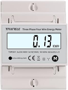 Three Phase Four Wire Energy Meter DIN Rail Meter Multifunctional Bidirectional Import and Export Measurement Wattmeter Energy Meter KWH Voltage Current 100A AC 50Hz 60Hz Solar PV 3 x 230V/400V