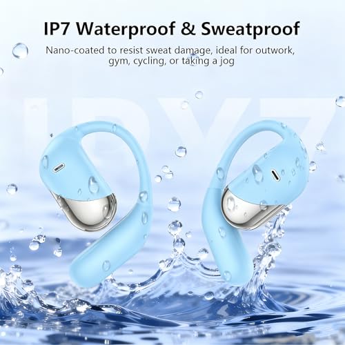 Image of 2026 Open Ear Wireless Earbuds Headphones, Bluetooth Built-in Mic,Waterproof, LED Display Charging Case,on Ear Hooks Clip Ear Buds,Ultra-Comfort Earphones Design for Gym /Workout /Sport