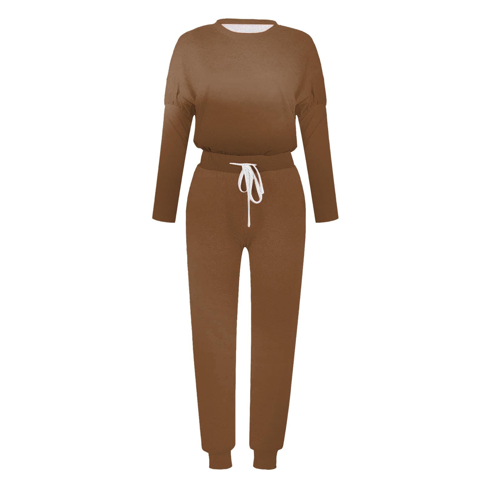 Damen-Jogginganzug, 2-teilig, Lange Hose, Rundhalsausschnitt, Langarmshirt, Kordelzug, Jogginghose, Tasche, Freizeitanzug