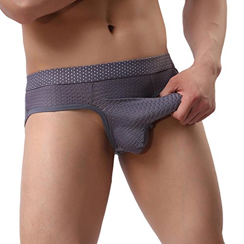 Hombres Ropa Interior Alta calidad Algodón Sexy Calzoncillos para hombre Boxers LMMVP (L, Gris)