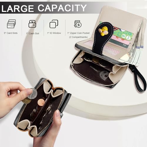 Image of Sunwel Fashion Girls Cutest Prints Wallet Card Slots Small Wallet with Zipper Coin Pouch Wallet for Women