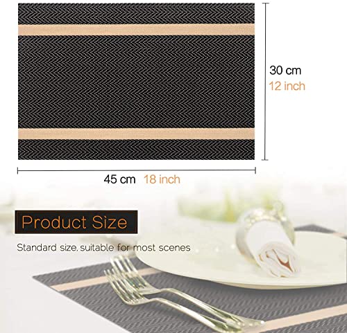 Image of Dining Table Placemats & Runner Set - Heat Resistant, Washable & Stain Resistant Woven Vinyl Mats | Table Runner & 6 Placemats Set for Stylish Dining (45x30 cm Placemats, 180x30 cm Runner)