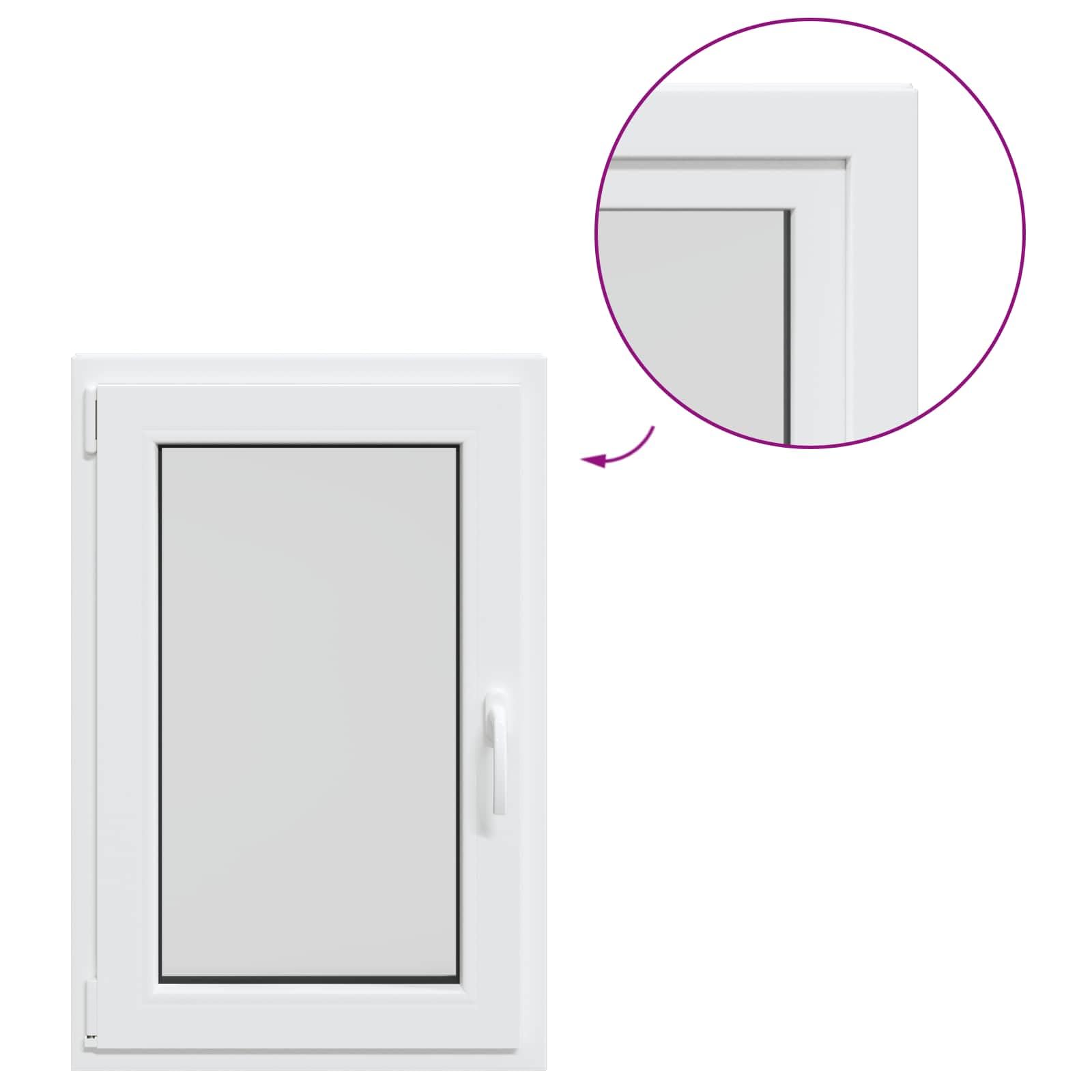 vidaXL Ventana de sótano RISOR 60 x 80 cm PVC y Vidrio Blanco, Sótano, Aislante Térmico Moderno y Duradero para Ventanas Eficientes, Accesorios de Vidrio PVC Aislantes