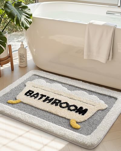 Tapis de douche pour sol de douche moderne gris et beige lavable - 2