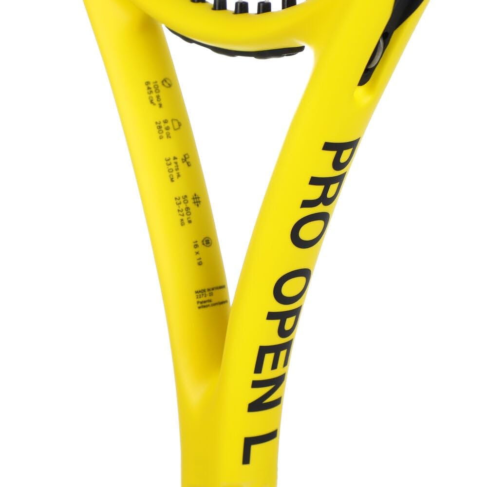 Wilson PRO Open l Incordata: Sì 280g Racchette da Tennis Racchette da torneo Nero - Giallo 1