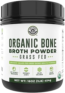 Left Coast Performance Organic Grass Fed Beef Bone Broth Protein Powder. 16oz, 20 Servings. Unflavored, Keto Friendly Protein Powder. Paleo, USDA Certified Organic