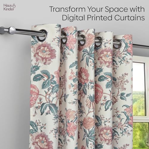 Image of haus & kinder Digital Printed Cotton Window Curtain 5 Feet Long Pack of 1 Window Curtain, 5 Feet Curtain for Window (Canyon Bloom, Multi 130x152 CM)