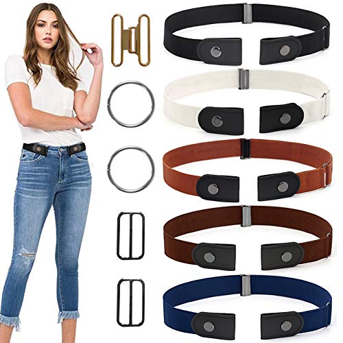 Xionghonglong Elastischer Gürtel,5PCS Gürtel Unisex,Unsichtbare Gürtel,Einstellbarer elastischer Gürtel,Elastischer Gürtel Damen,Buckless Gürtel Cover