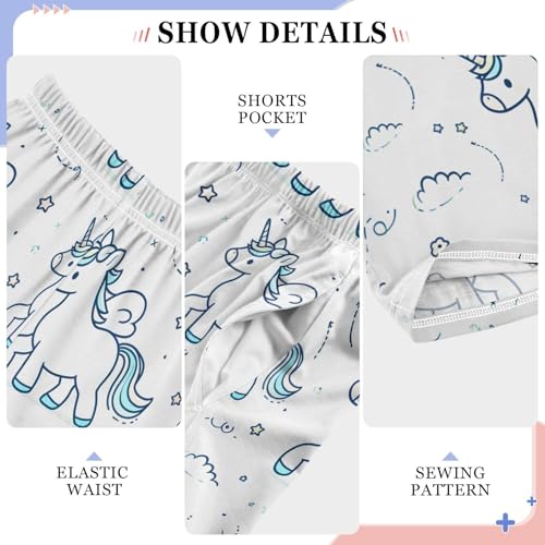 Cartoon Cute Unicorn Cartoon Balloon Pajamas Bottoms with Pockets Comfy Pjs Sleepwear Elastic Waistband Pajamas Pants Lounge Pants for 6-14 Years4