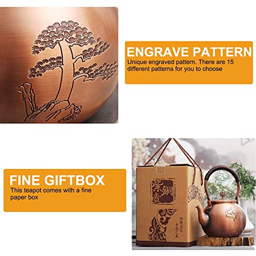 Gamz Premium Handmade Solid Copper Teapot Kettle Stovetop Teapot Thick Engraved Copper Teapot Kettle Stovetop Teapot - The Office Teapot #TOP4