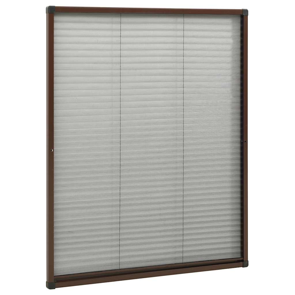 Roleta plisowana do okien, aluminiowa, brązowa, 60 x 80 cm, z siatką z włókna szklanego, moskitierą, moskitierą, ramą z zapięciem na rzepy, do okien dachowych, balkonu, tarasu, mieszkania