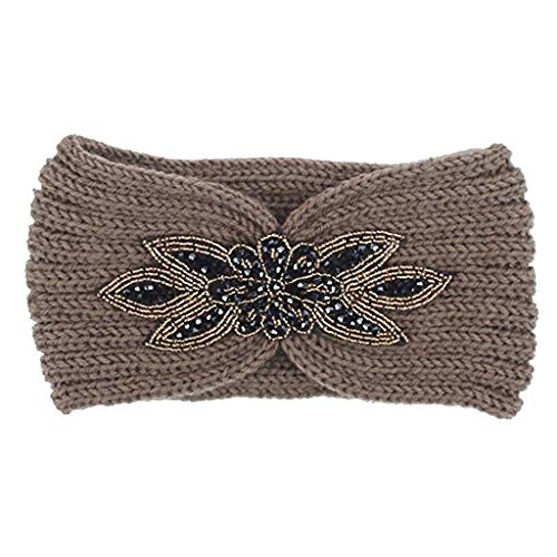 Junlinto, Bandeau à Fleurs en Paillettes pour Femmes avec Strass et Cache-Oreilles, Serre-tête Large à tête Large et Effet Kaki Cover